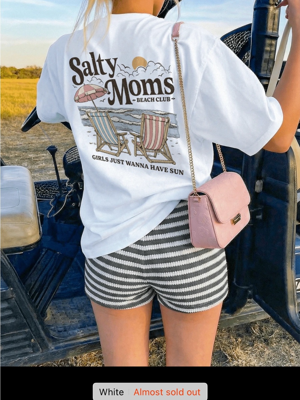 Striped Knit Women’s Shorts - Gray & White and matching shirt set